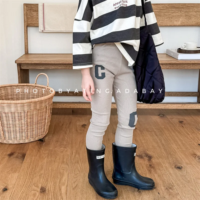 

Children Leggings 2024 Spring New Baby Girl Cotton Letter Print Tight Pants Toddler Trousers Kids Fashion Versatile Casual Pants
