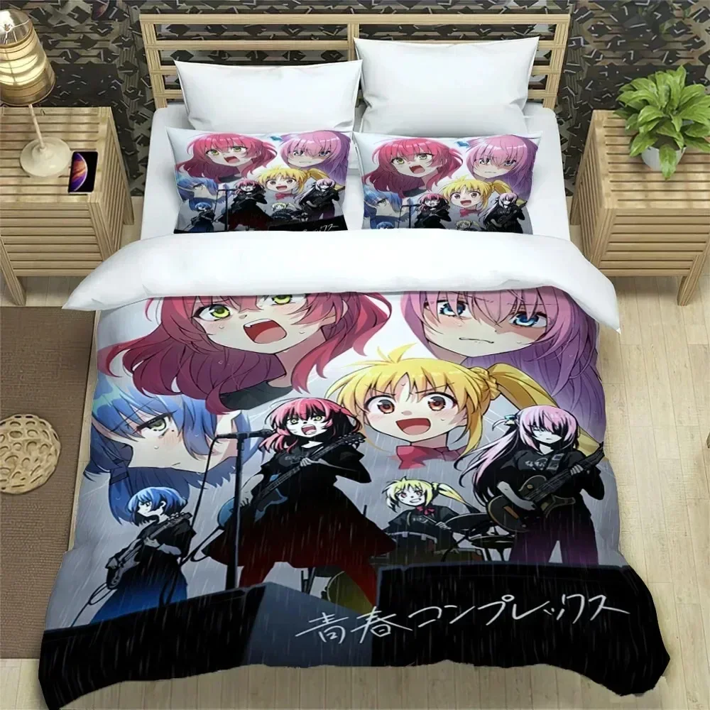 3D Print Anime Bocchi the Rock Kessoku Band Comfortable Duvet Quilt Cover Pillowcase Bedding Set Bedroom Decoration Home Textile