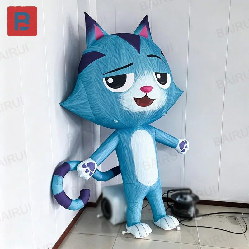Inflatable Blue Cat, Party Decoration Inflatable Animal Model, Blue Inflatable Cartoon Cat