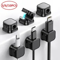 3/6/10Pcs Cable Clearance Wire Charger Protector Guiding Line Portable Magnetic Seamless Cable Management Clip Headphones Cables