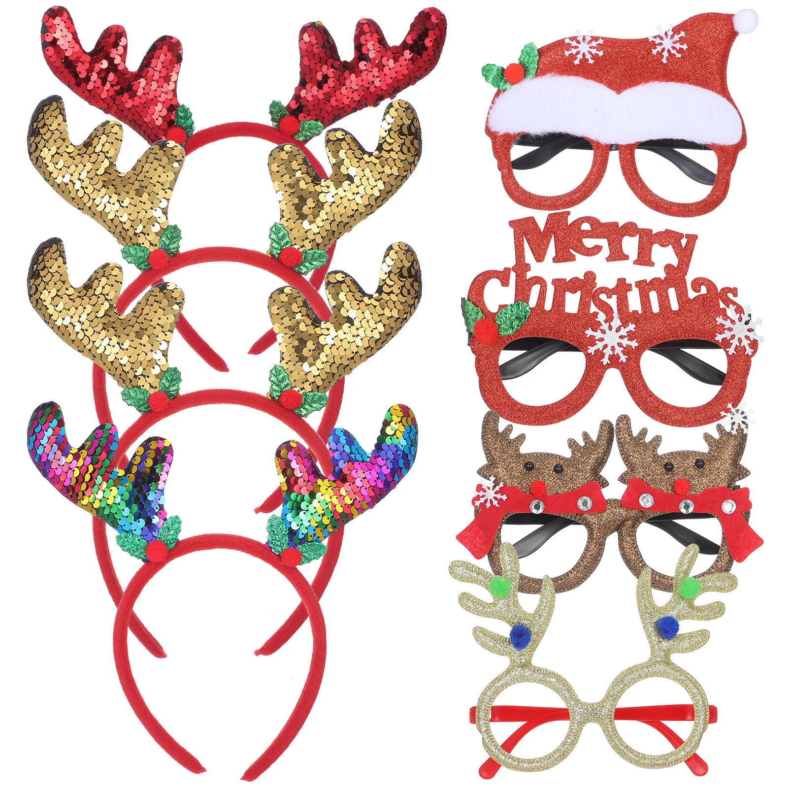 

8Pcs Xmas Hair Accessory Christmas Headpiece Vibrant Colorful Hair Hoops Decor Festive Party Wear Perfect for Holiday Events Fun