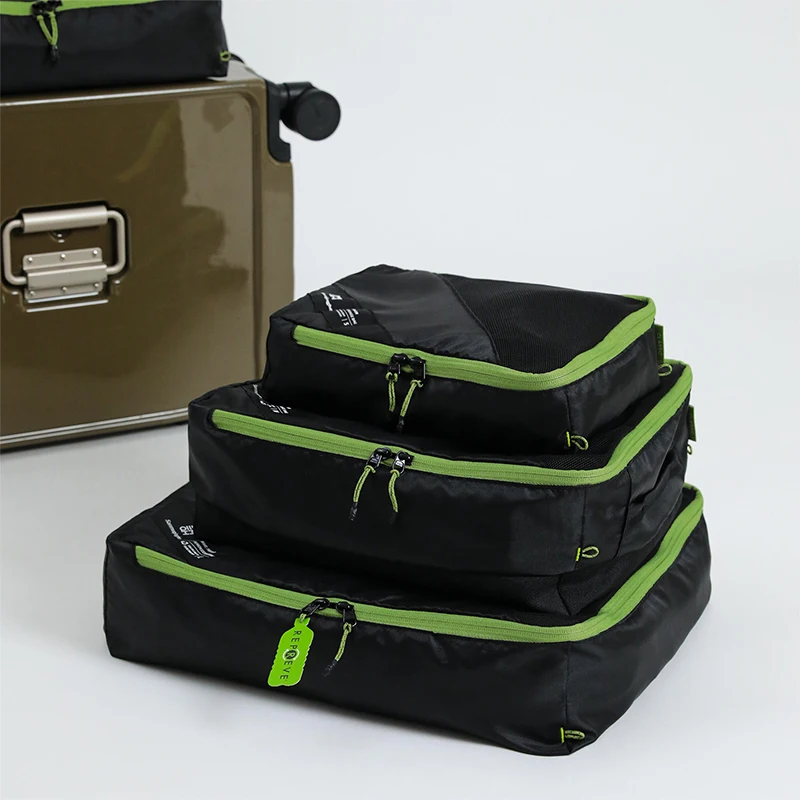 

7 Set Black Waterproof Travel Packing Organizers Space-Saving Storage Bag for Women Men Home Use Travel Weekend Getaways Camping