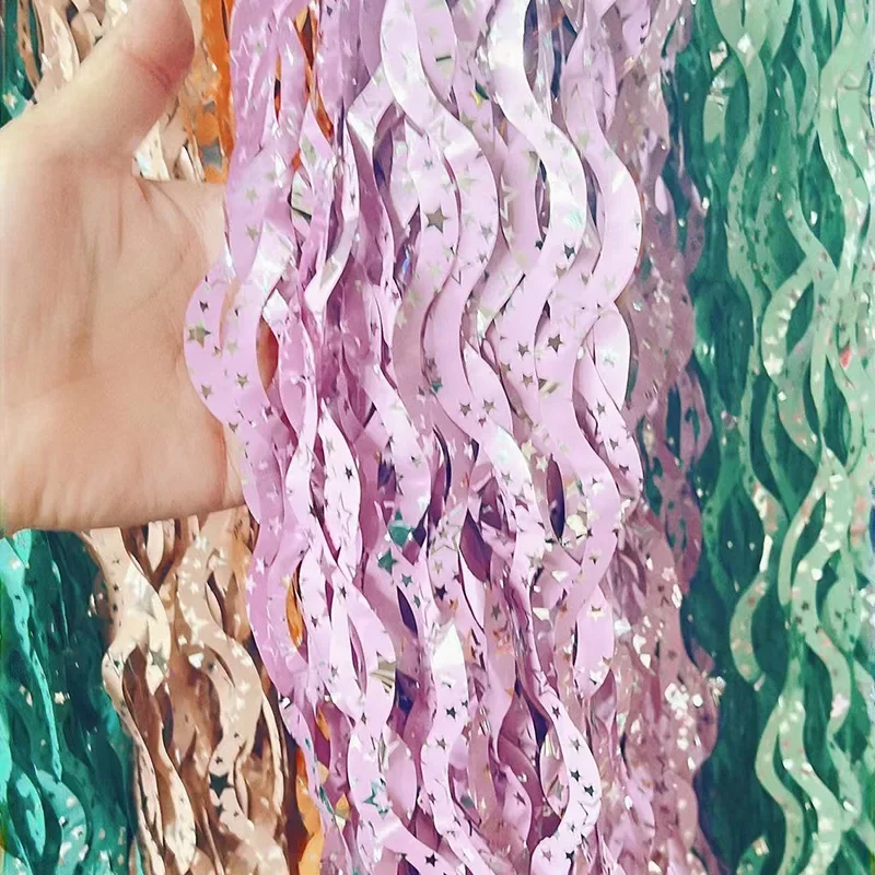 Birthday Decoration Curtains Party 1*2m Tinsel Foil Fringe with Star Photo Backdrop Streamers for Festive Eve Wedding Halloween