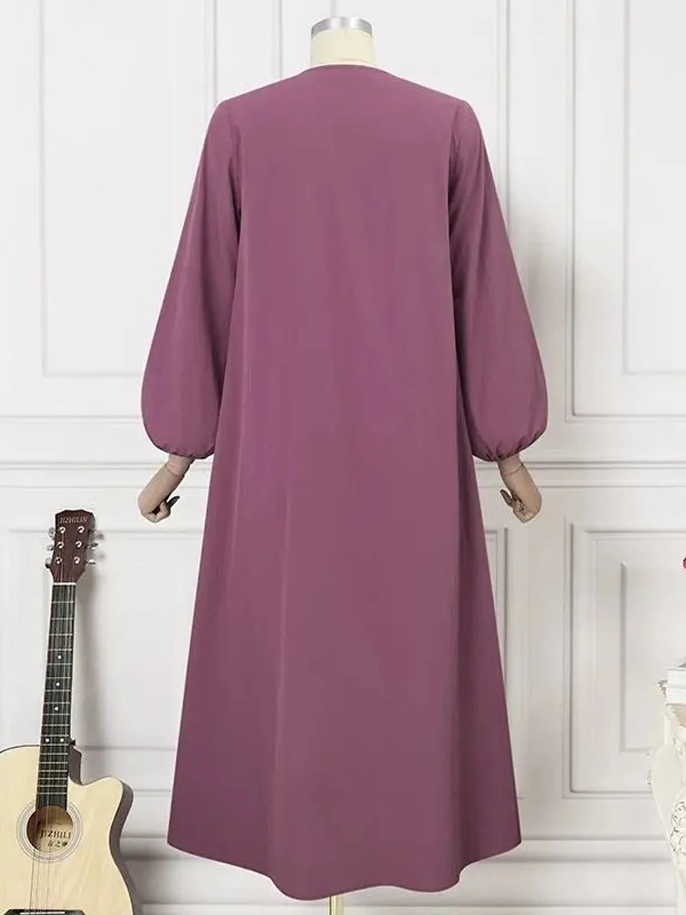 White Black Purple Long Dresses With Sleeves Casual Loose Big Size Muslim Woman Clothing Blouse Maxi Dress Cheap Free Shipping