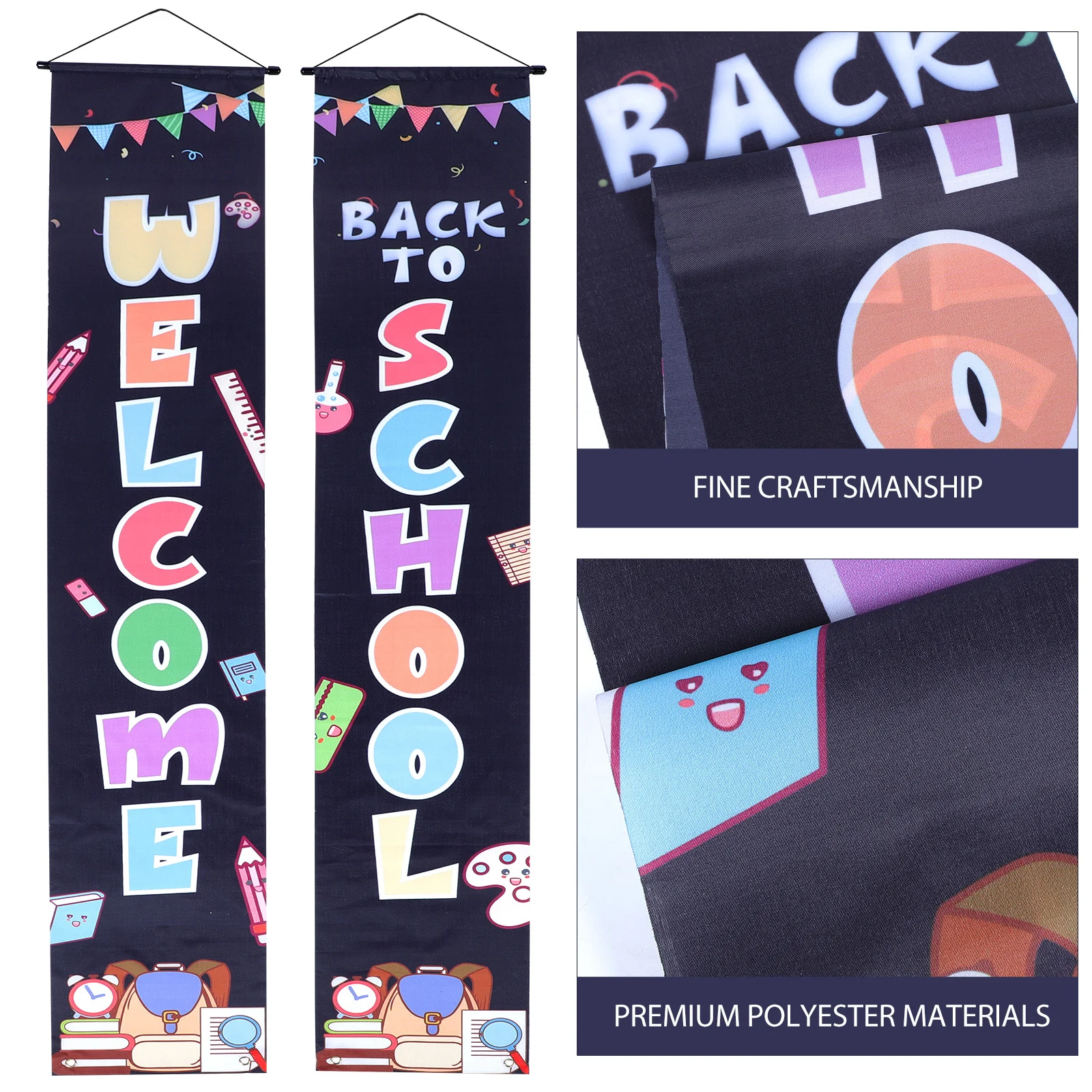 

1Pair Door Curtain for School Season Back To School Welcome Banner Hanging Decor Sign Party Classroom Bunting Flag Door Couplet