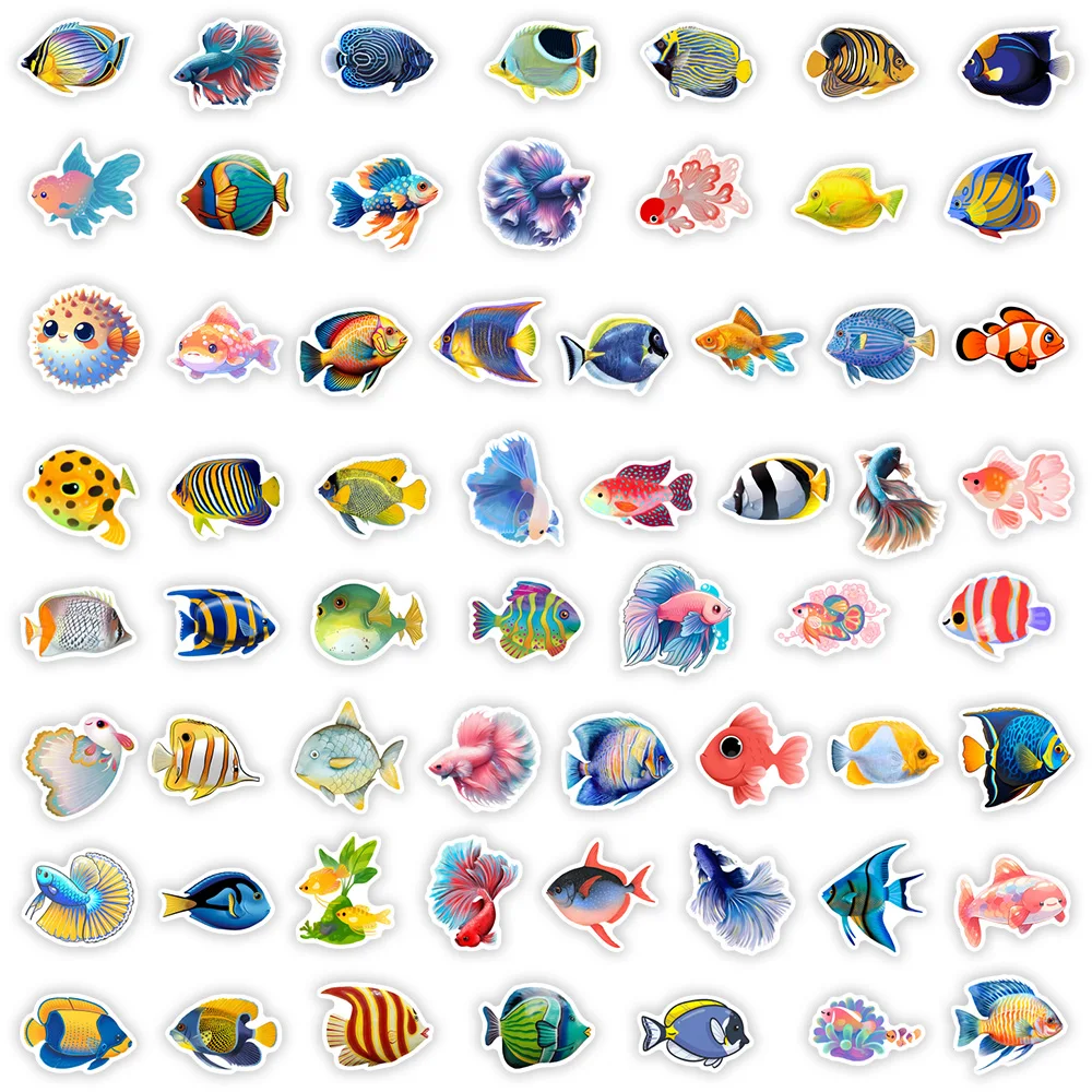 Ästhetischer tropischer Fisch-Aufkleber, Kunst, Clipart-Kollektion, DIY-Geschenk, Spielzeug, Aufkleber für Laptop, Telefon, dekorative Gepäckflasche, wasserfest