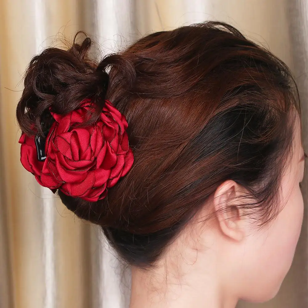 Accesorios coreanos elegantes para mujer, pasador para el pelo, pinza para el pelo, mandíbula, flor rosa, 1 Uds.