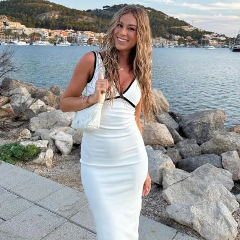 Damska letnia sukienka bez pleców Długa sukienka jednoczęściowa Suknia Kamizelka Bez rękawów Sukienki na zamówienie Satynowe sukienki MIDI 2025 Odzież projektantów