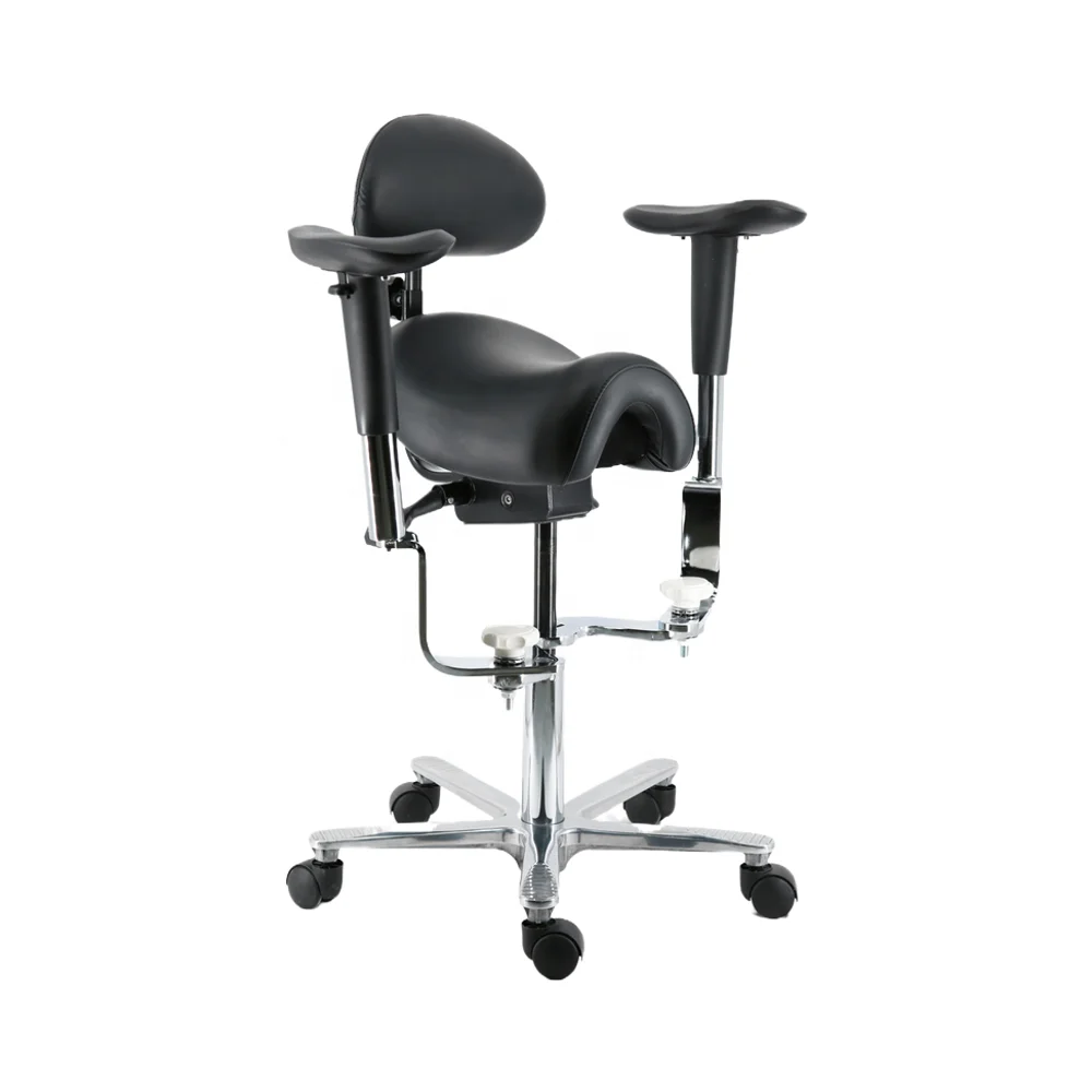 Adjustable Aluminium Armrest Modern Hospital Saddle Seat Chair PU Leather Upholstery Swing Functional Dentist Chair for School