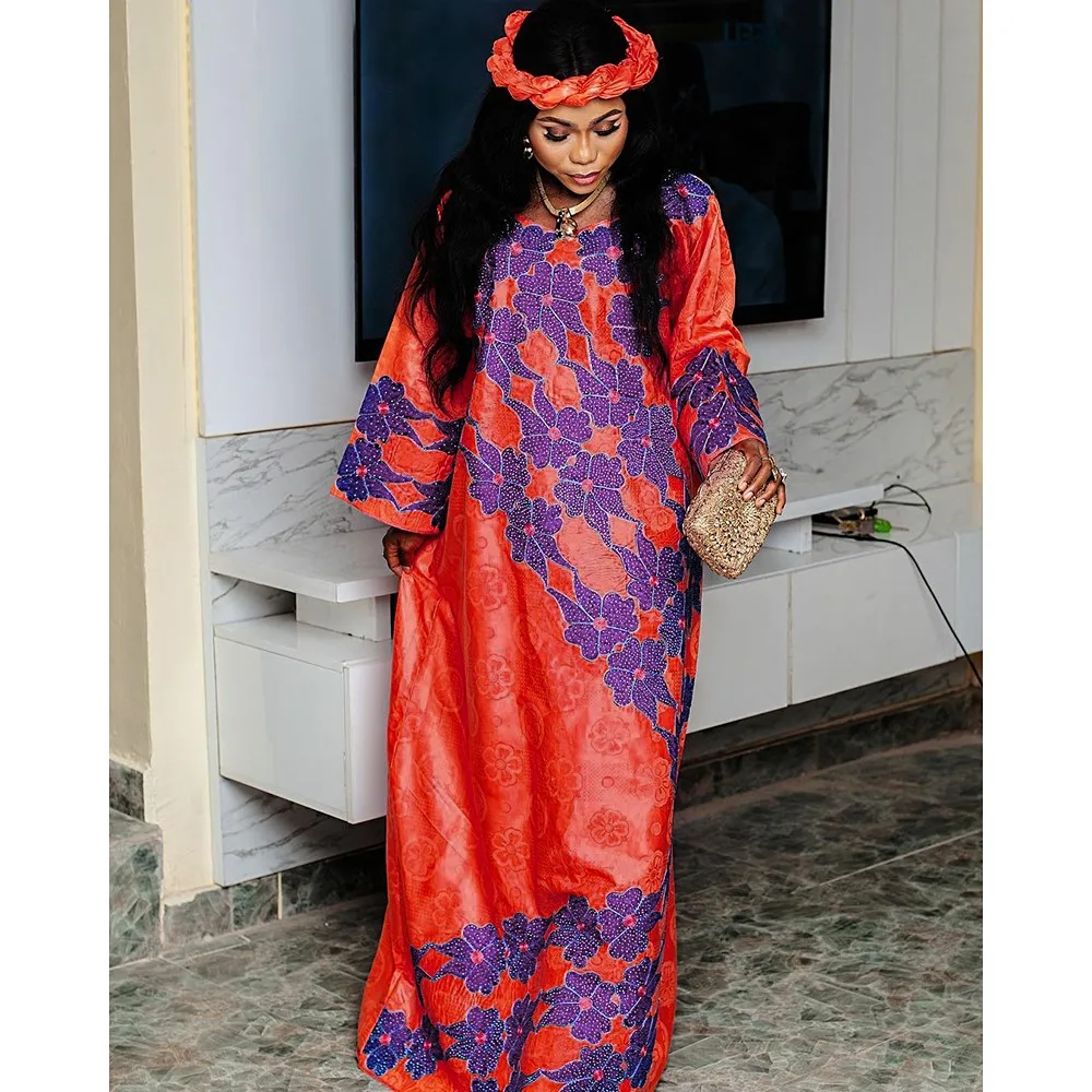 H&D African Clothes For Women Tradition Dress Embroidery  Bazin Wedding Party Dress Ankara Robes Trads Wears African Clothes