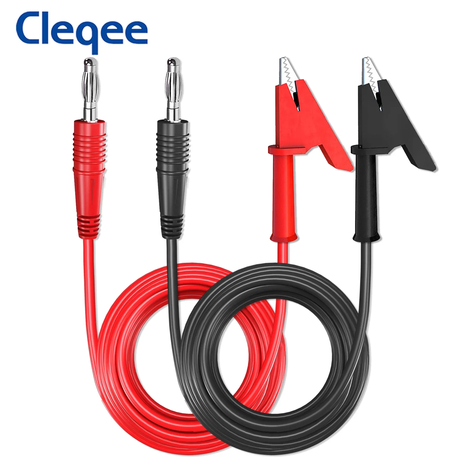 Cleqee P1040 2 szt. 4mm wtyk bananowy do zacisku krokodylkowego multimetr przewody pomiarowe zacisk krokodylkowy miękki kabel PVC 1M drut