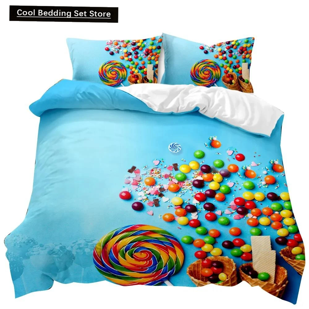 

Dessert Duvet Cover Set Colorful Lollipops Bedding Set Chocolate Sugar Bedding Set Colored Candy Snacks Polyester Quilt Cover