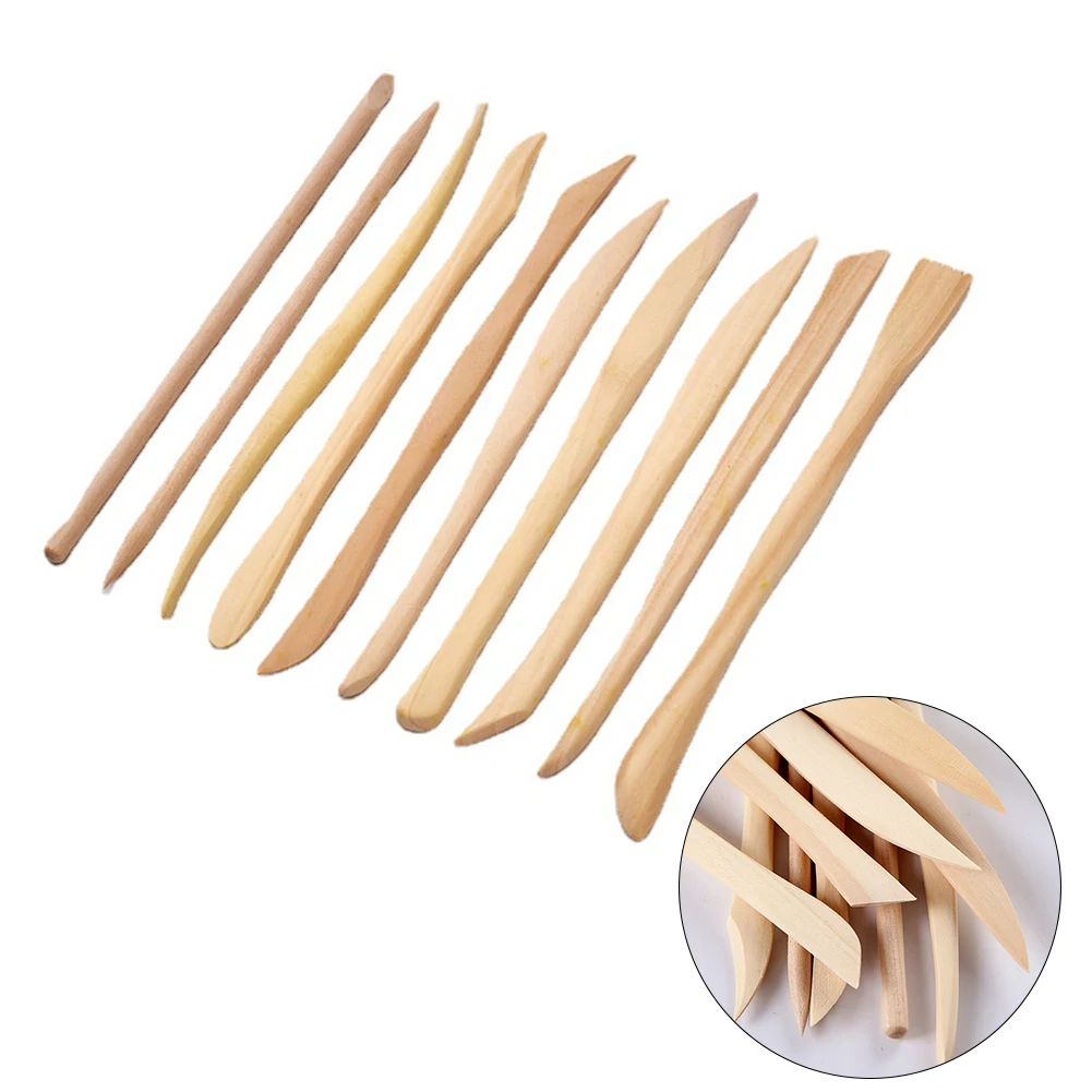 10 Uds. 1 Juego de artesanías de tallado, escultura de arcilla de madera, cuchillo, cerámica, afilar, modelado, figuritas pequeñas, herramientas de alfarería