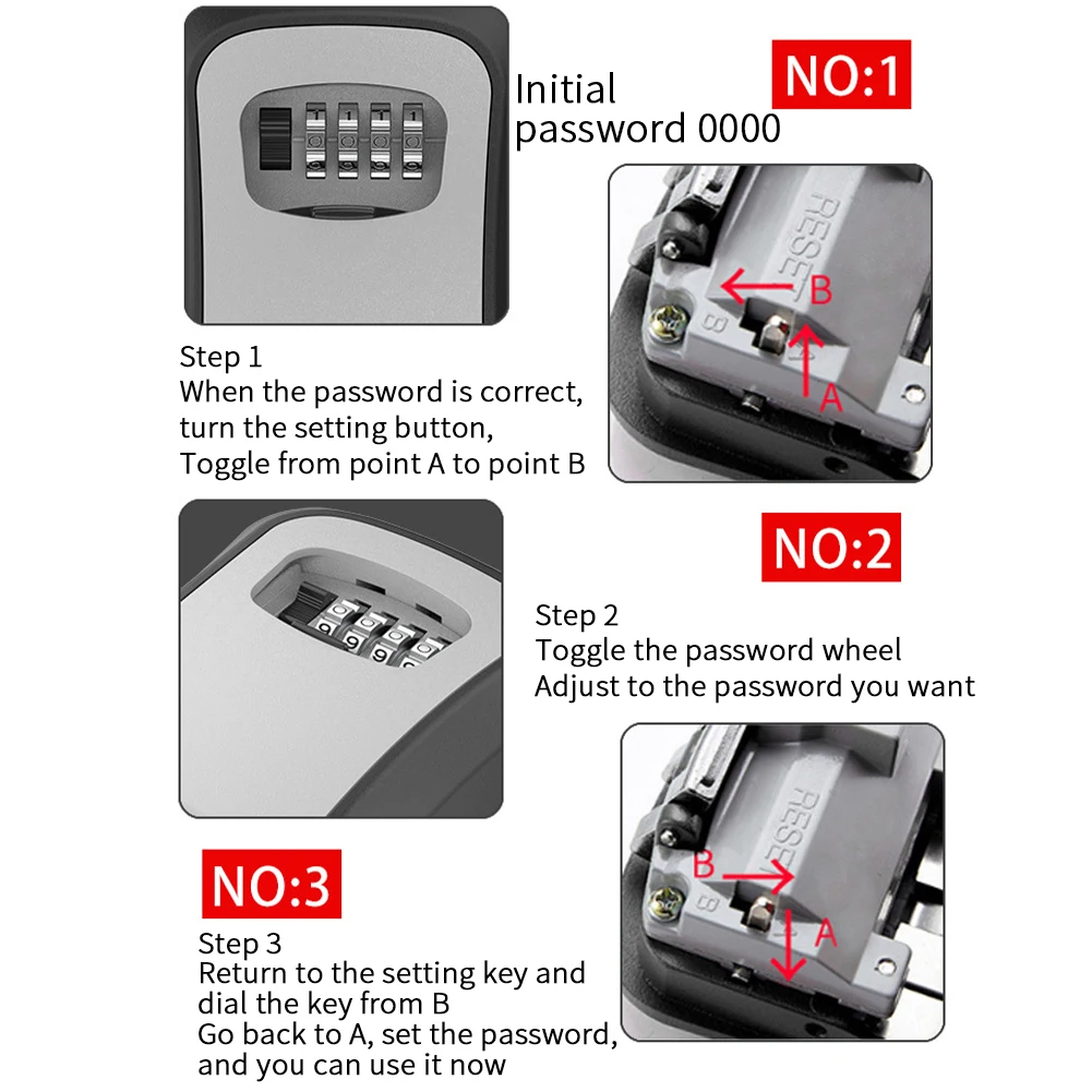 4 Digit Combination Code Lock Secret Key Safe Box Wall Mounted Anti Theft Key Case Home Waterproof Office Safety Storage Case