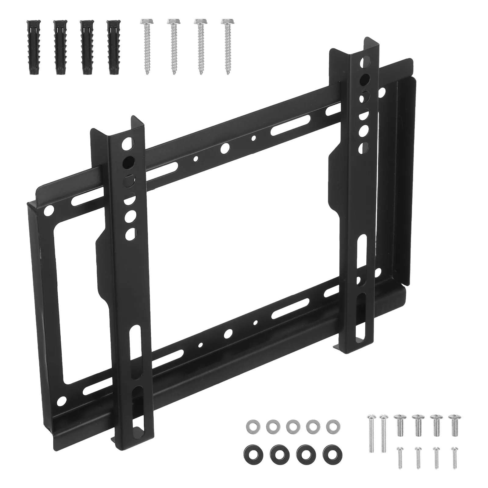 Fixed TV Wall Mount Bracket Low Profile Space Saving Universal TV Holder Mounting Hardware Kit 14-42 Inch Screens Black
