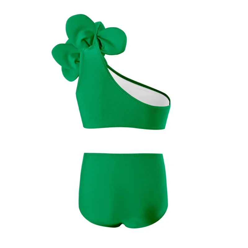 Baby Girls Swimwear Suits New Children Cute Sleeveless Swimsuit 2Pcs Kids Summer Solid Colour Set Fashion Beach Clothes  129