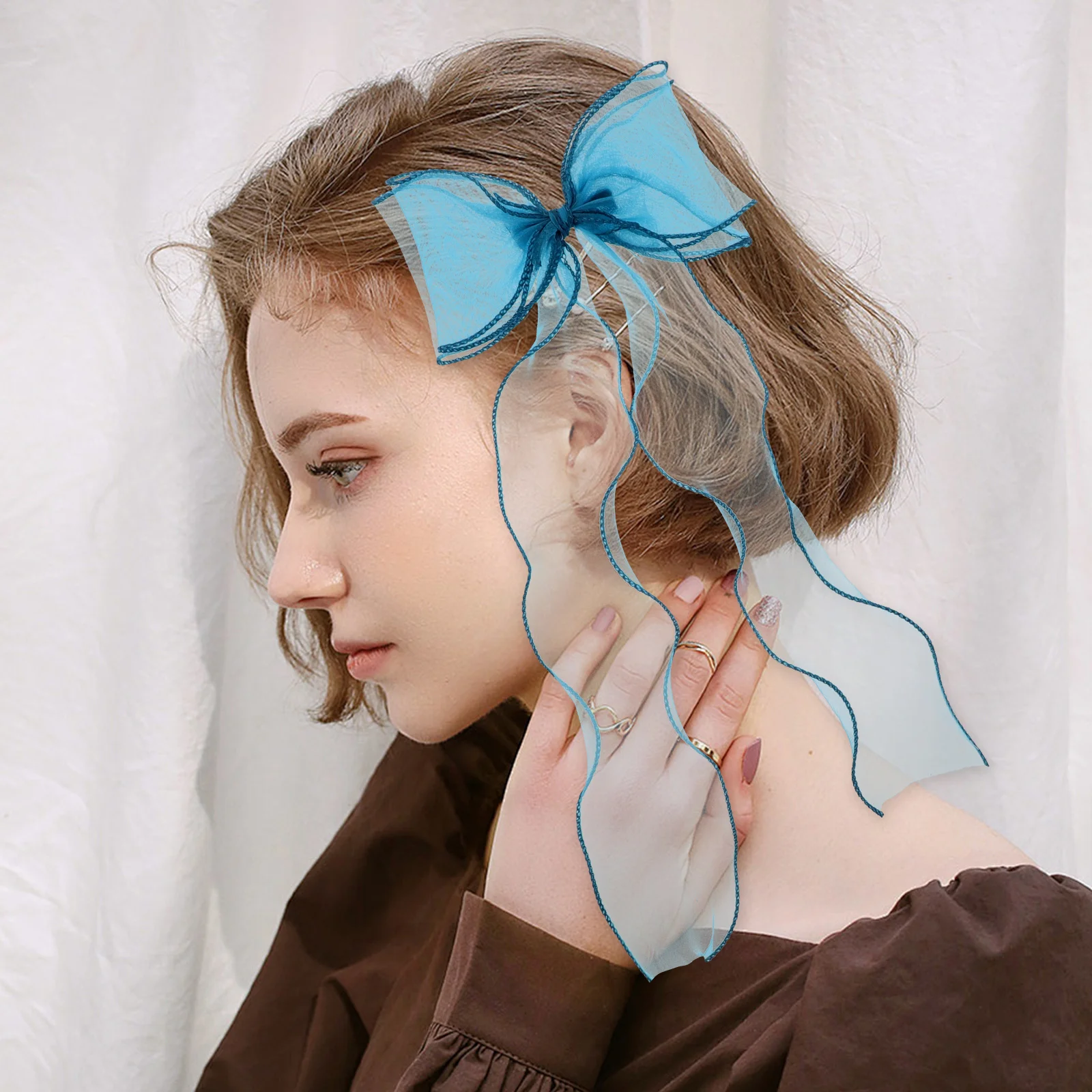 

6Pcs Princess Organza Bowknot Hair Clips Soft Ribbon Barrettes Fairy Costume Accessories for Women Girls Kawaii Hair Bow Clips