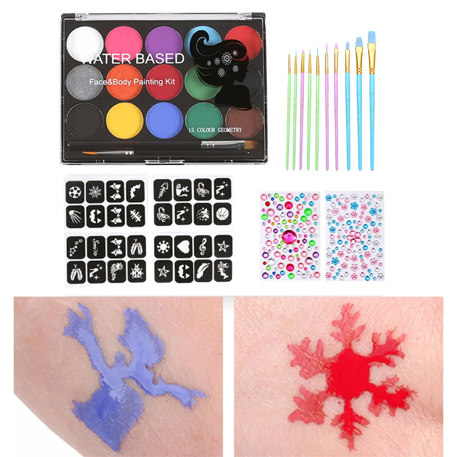 Professional Face Paint, Makeup Pigment Palette Washable Glowing 16 Colors Face