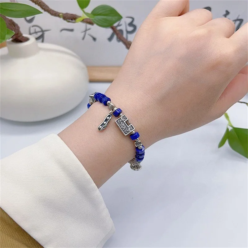 

Sterling Silver Bracelet S925 Gift For Men and Women DIY Lovers Originality Boy Charm Festival Retro Fashion Jewelry