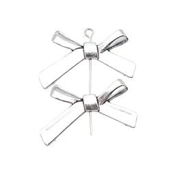 10pcs/lot 32x20mm Bow Small Hole Beads For Jewelry Making Antique Silver Color 1.26x0.79inch