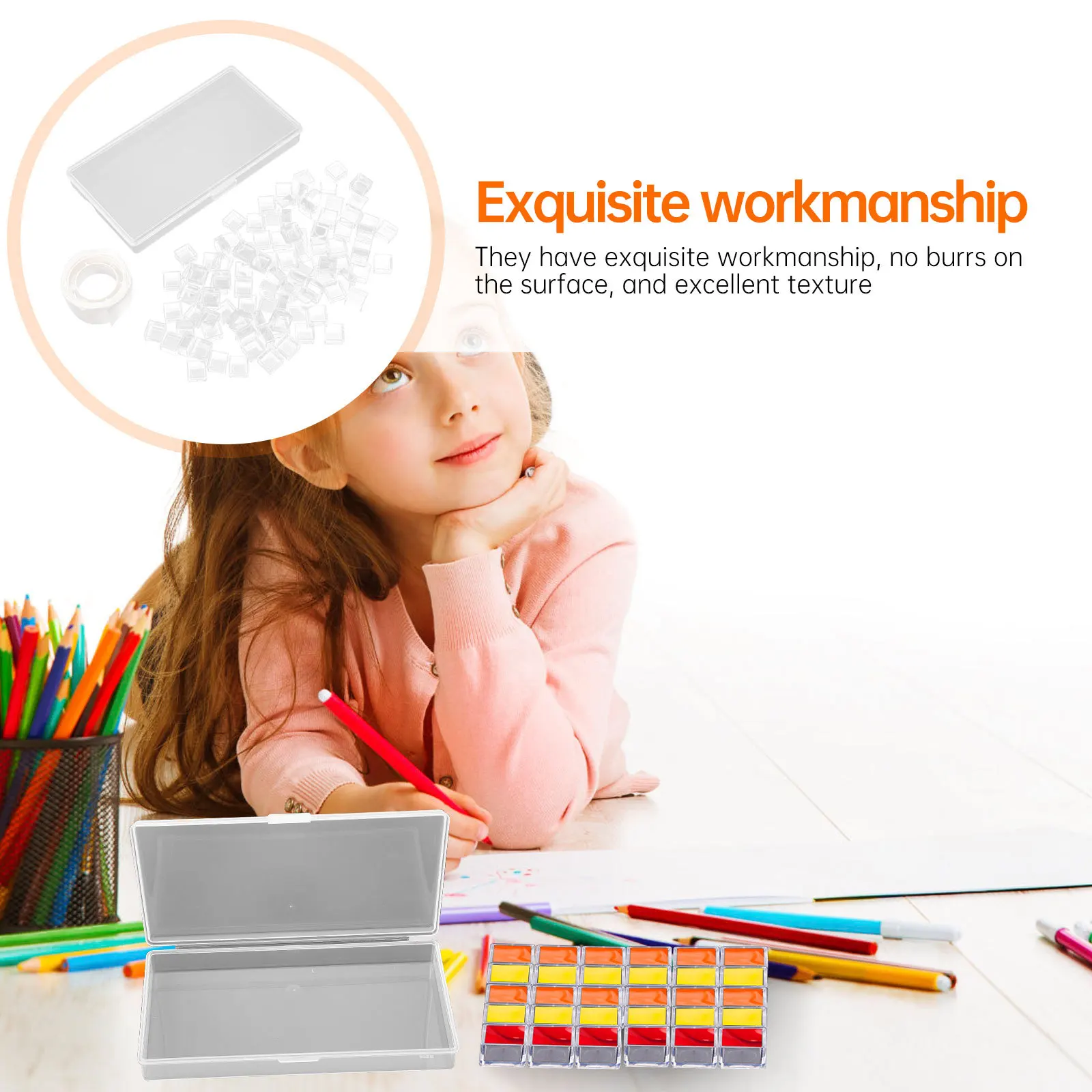 

1Set Transparent Plastic Watercolor Pigment Box Practical Durable Mini Divided Palette Storage Case for Painting Travel Outdoor