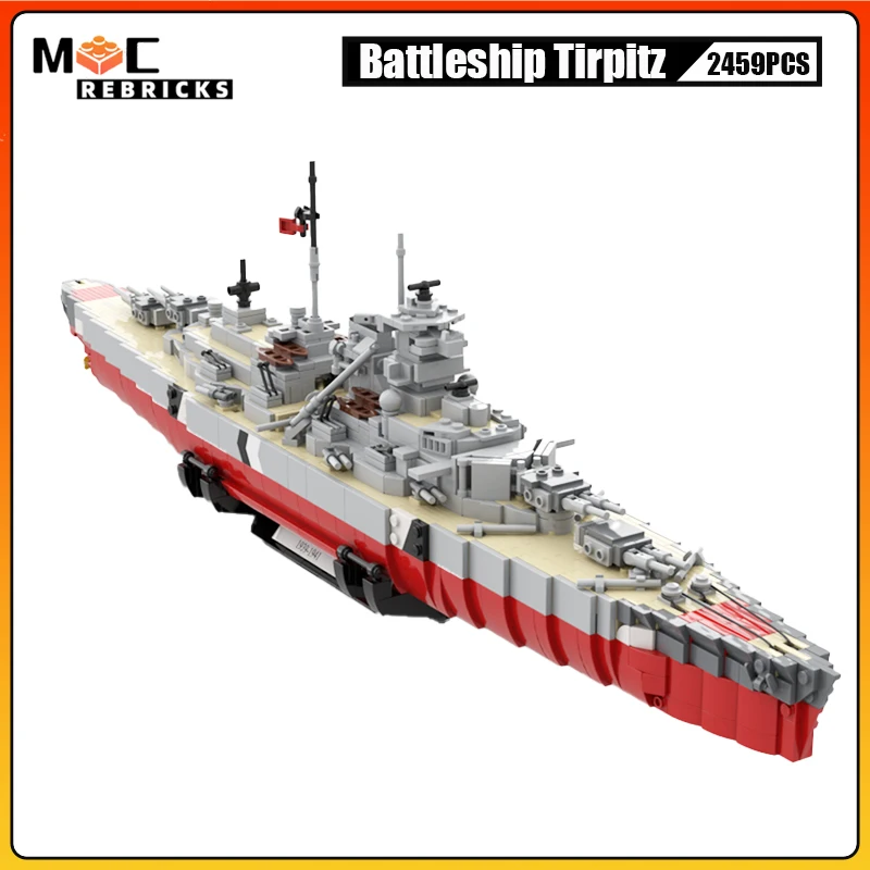 

MOC-151996 KMS Bismarck Military Warship MOC Building Block WW2 German Navy Battleship Model Bricks Toys Kid Gifts