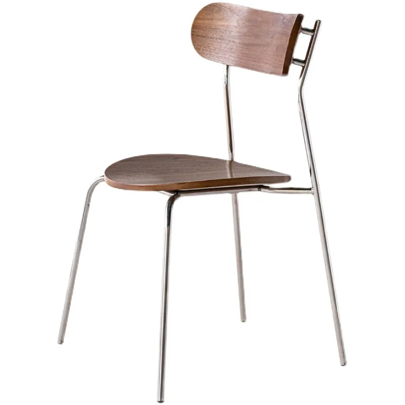 

Designer simple dining chair Home restaurant Study Nordic wrought iron retro backrest chair Modern solid wood dining chair