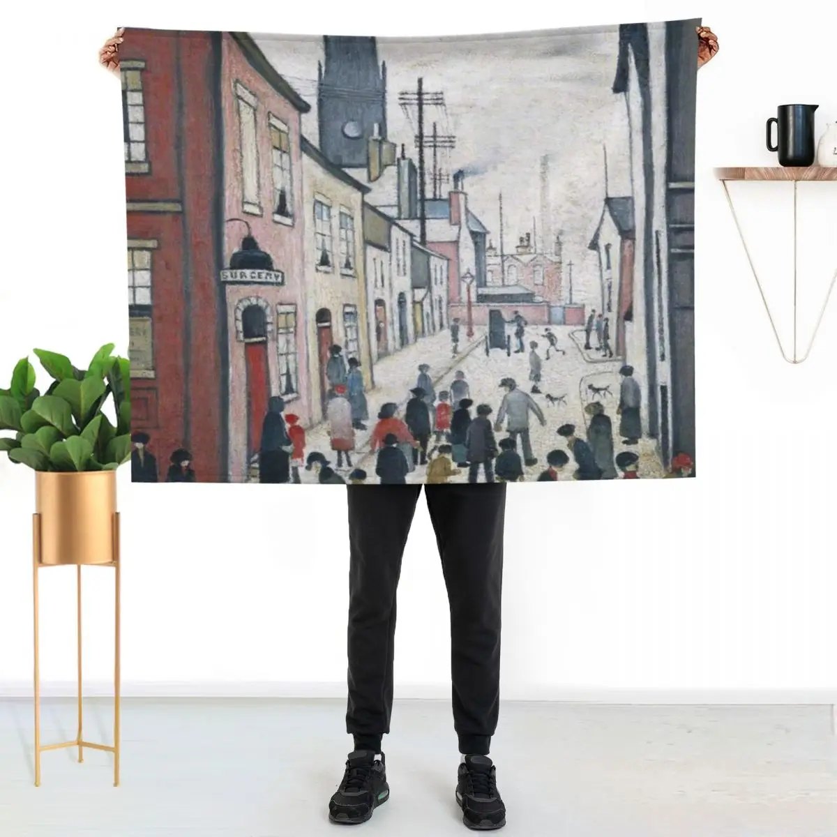 L S Lowry Throw Blanket Plaid for sofa Luxury Designer Plaid on the sofa Bed Fashionable wednesday Blankets