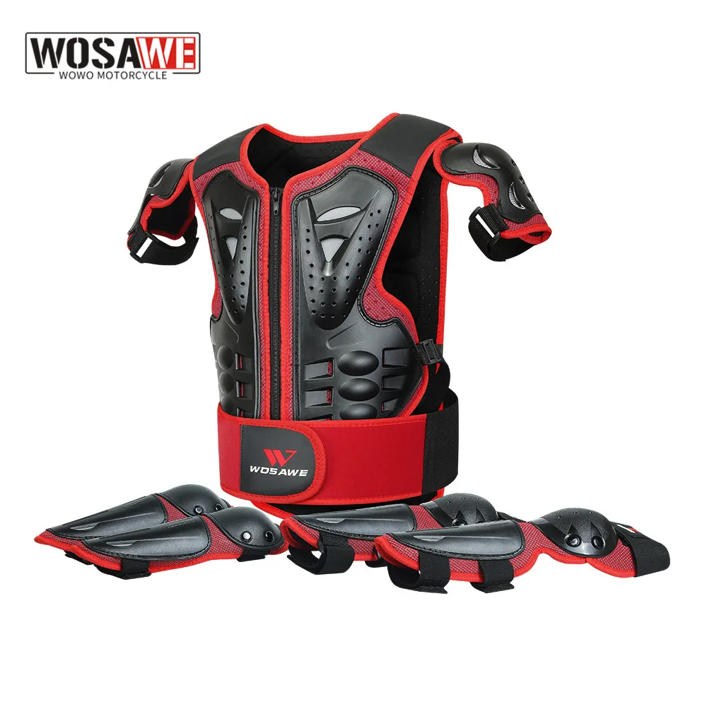 

WOSAWE 5-10 years old Kids Full Body Armor motocross outfit Vest Sports 4WD Skateboard Skating Skiing Child Armor Gear Set