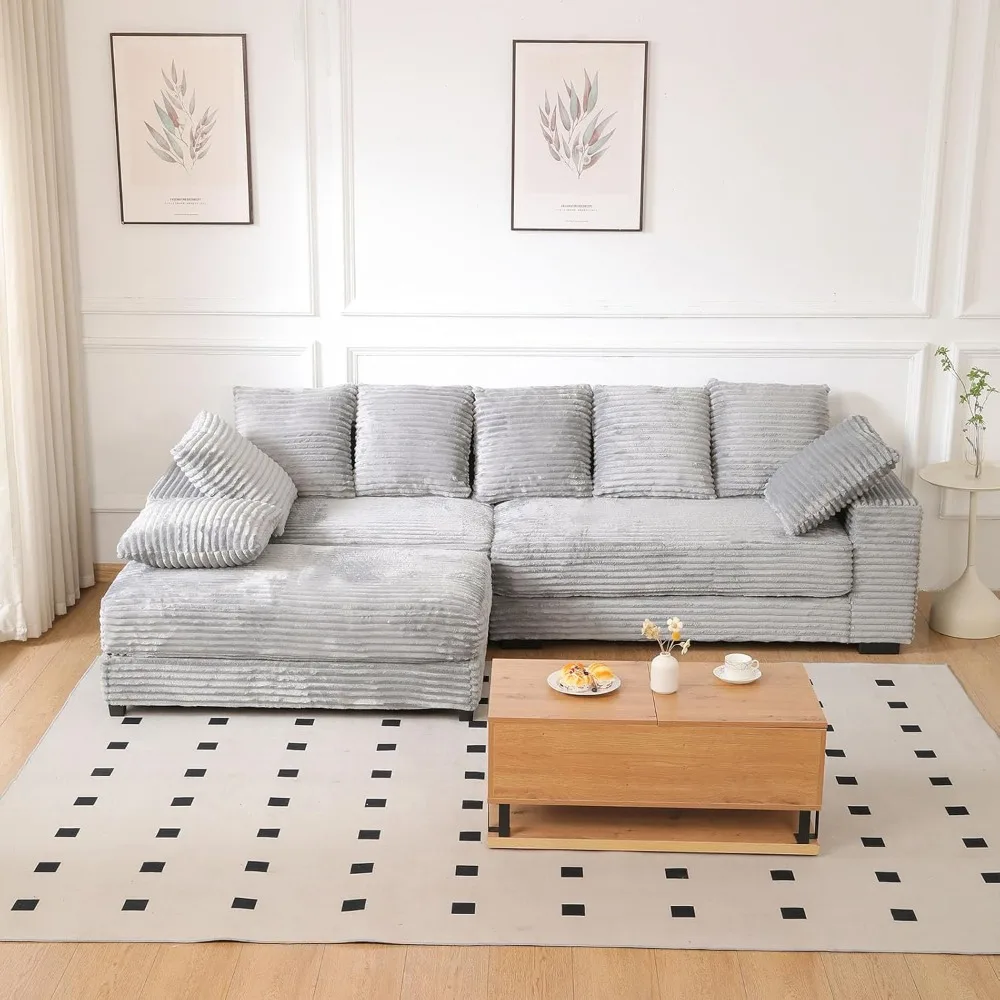 Современный секционный диван в облачном стиле с глубоким сиденьем и пуфиком для хранения вещей для гостиных и квартир