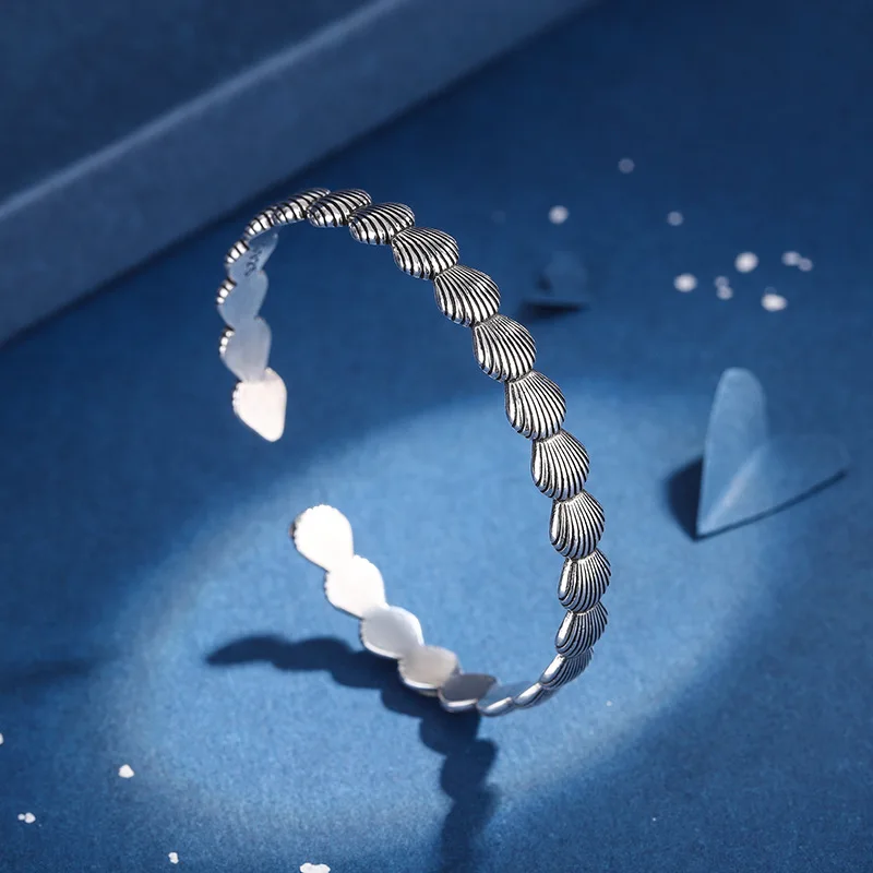 925 Silver Adjustable Couple Bangle Ring Set