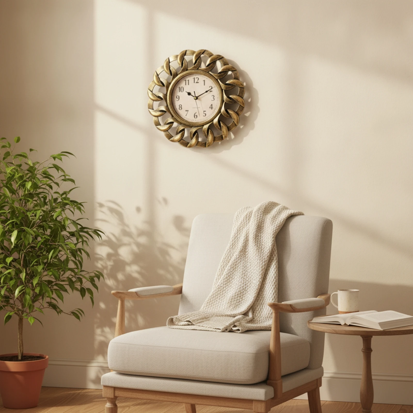Clock with Openwork Frame Vintage Quartz Wall Clock Decor Decorative 10-Inch for Living Room, Hallway