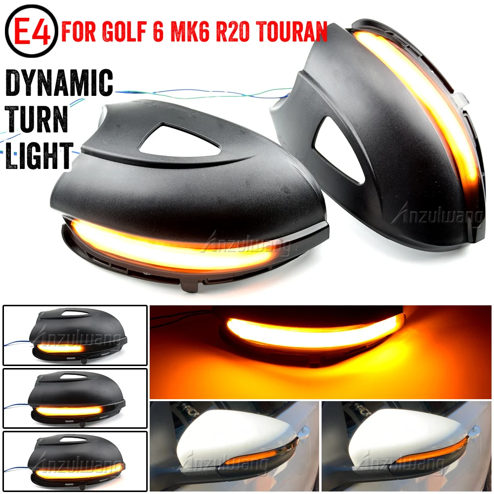 Dynamic Turn Signal LED Side Wing Rearview Mirror Indicator Blinker Repeater Light Lamp For VW GOLF 6 MK6 GTI R20 08-14 Touran