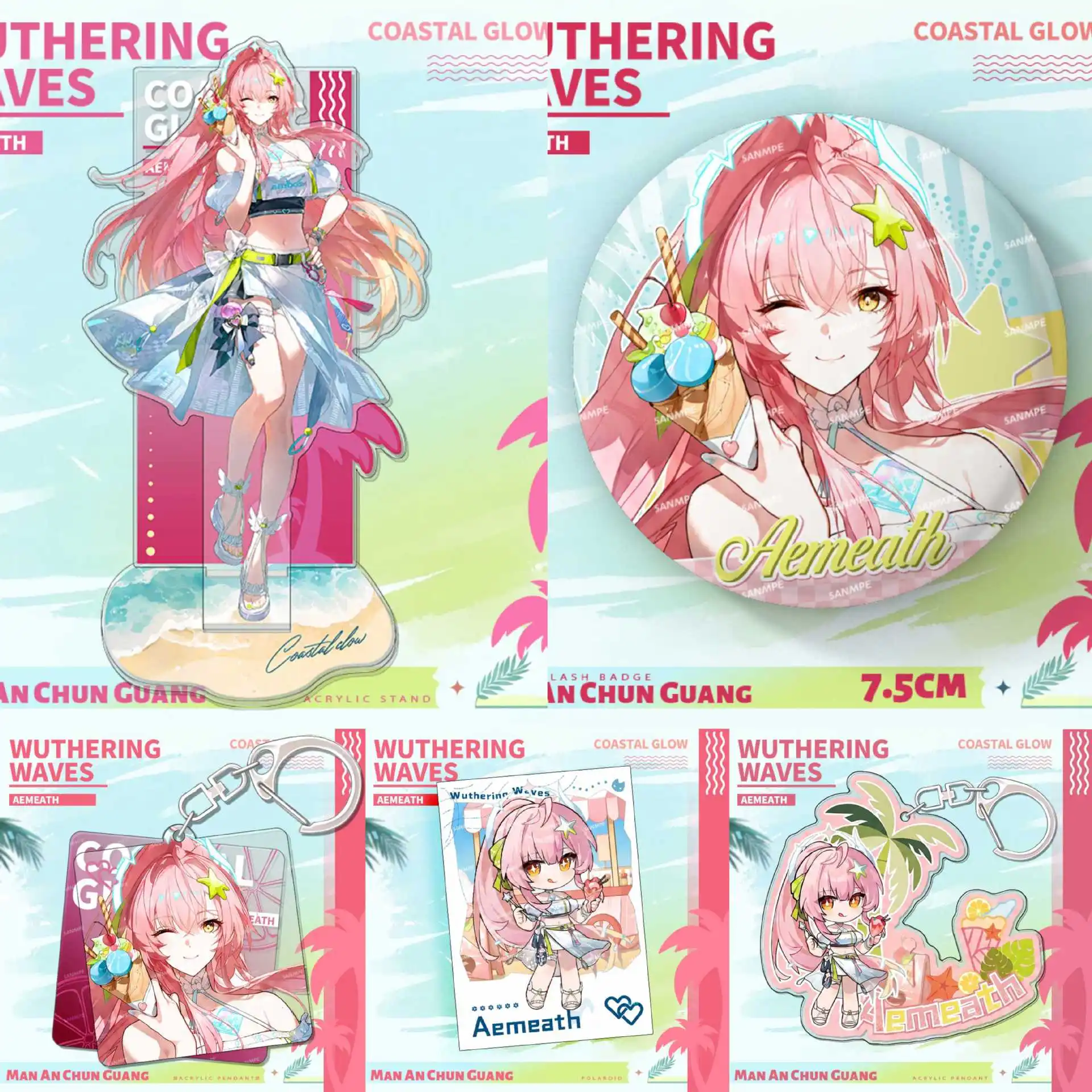New Wuthering Waves Summer Festival Character Stand Aemeath Rover Cartoon Anime Game Desk Ornament Acrylic Gift