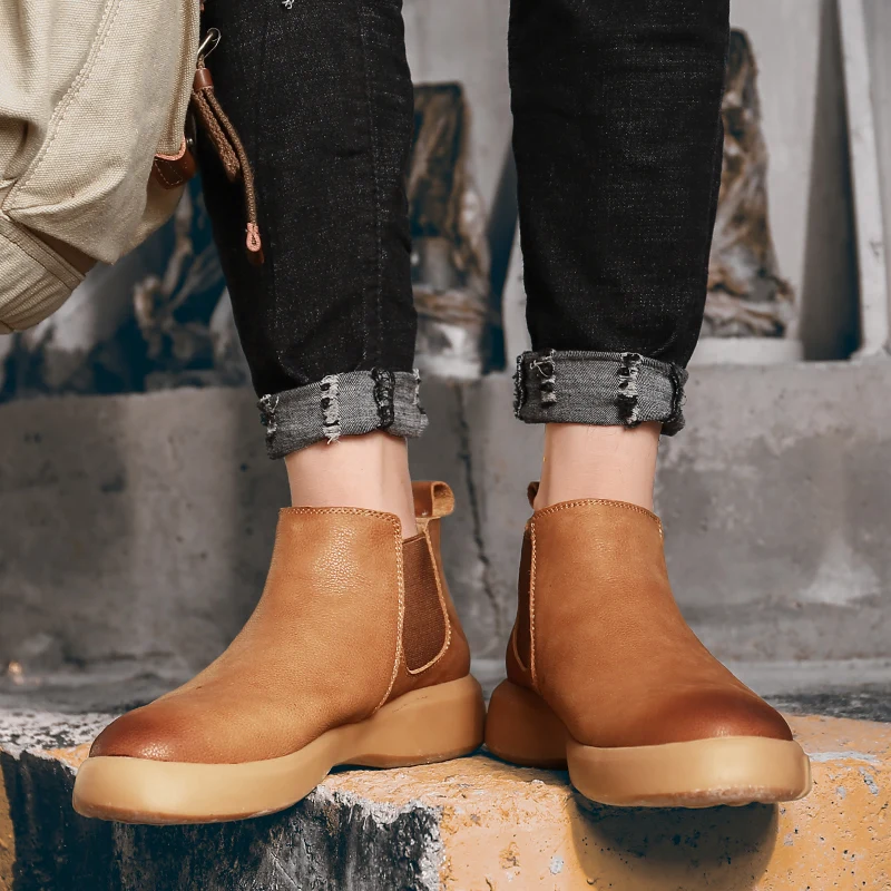 Chelsea Boots for Men Trendy All-match Casual Non-slip Wear-Resistant Round Toe Breathable Fashion Boots Spring Autumn Main