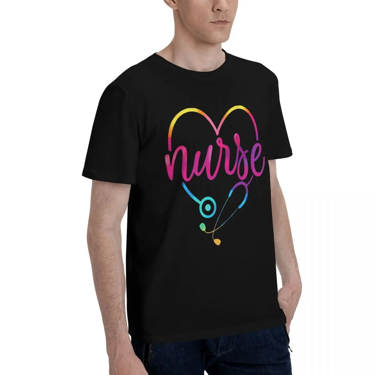 Colorful Nurse Heart Stethoscope Sports Tshirt Activity competition Title premium High grade USA Size