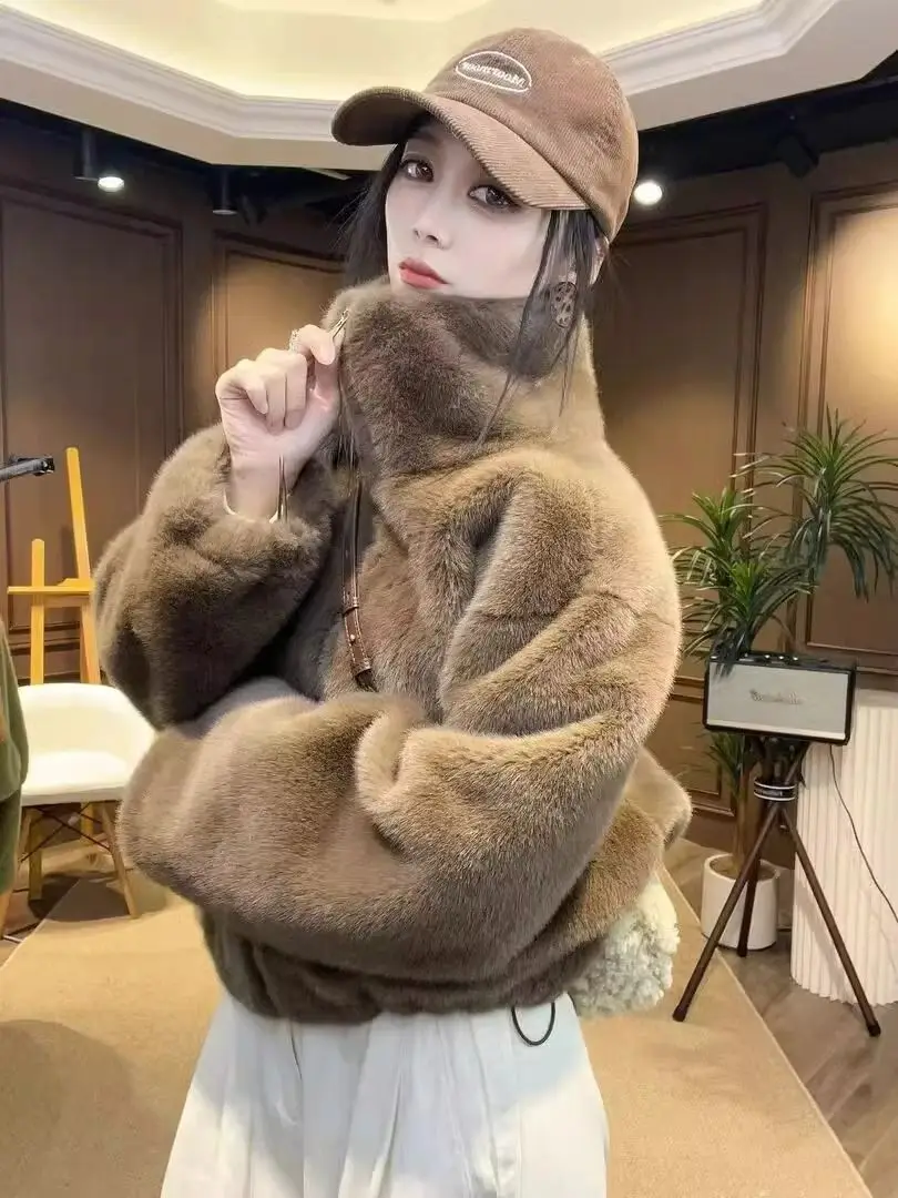 

Искусственный Мех Для Пальто Женский Ручной Крой Весна Молодой Японский Стиль Золото Отложной Удобный Молодежный Природный Коричневый Повседневный Ins