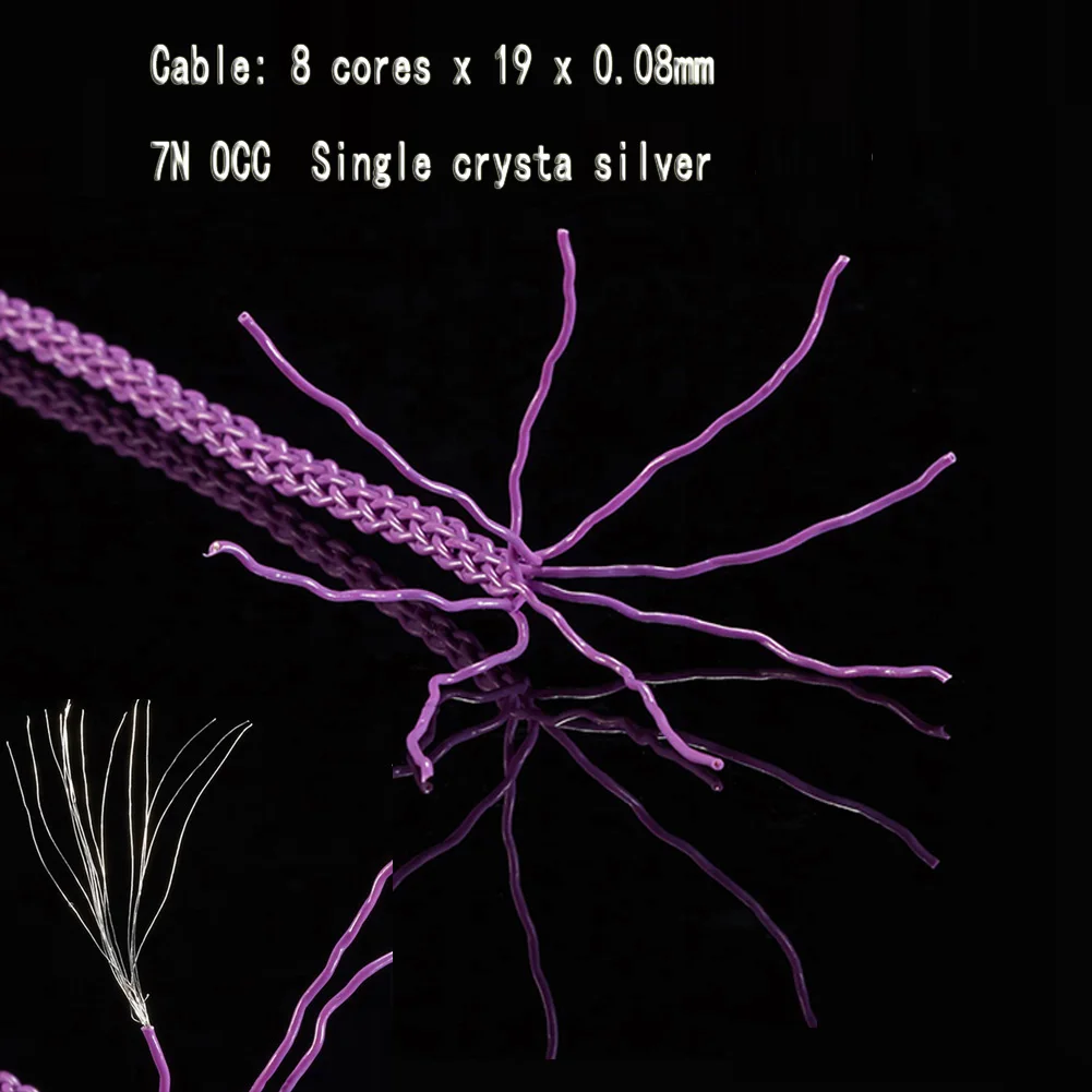 هالدين رولاند الأرجواني كريستال واحد الفضة ل تكنيكا ATH-WP900 MSR7B AP2000 ES770H SR9 ADX5000 كابلات سماعة الرأس A2DC الحبل