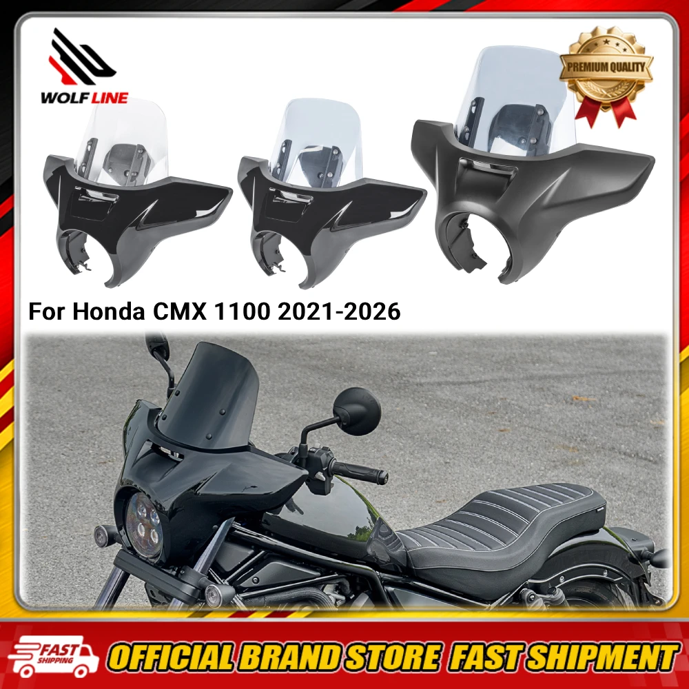WOLFLINE Frontscheinwerferabdeckung Windschutzscheibe für Honda CMX 1100 2021-2026 Windschutz zur Windströmungsminderung für Kurzstreckenfahrten auf der Autobahn
