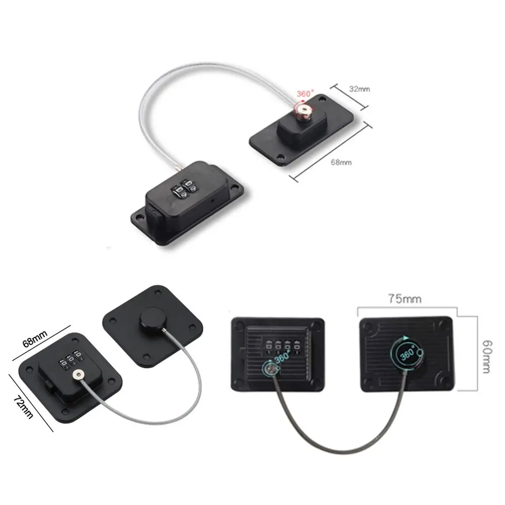 قفل أمان يدوي متعدد الوظائف مضاد للقرصة، قفل خزانة حماية قابل للتعديل بدون حفر، قفل مشفر لباب الثلاجة للمنزل