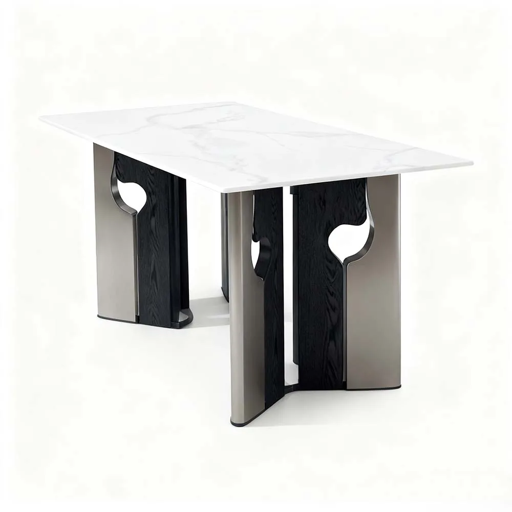 Small Modern Marble Dining Table and Chair Set with Durable Eco-Friendly Design for Home or Hotel Use