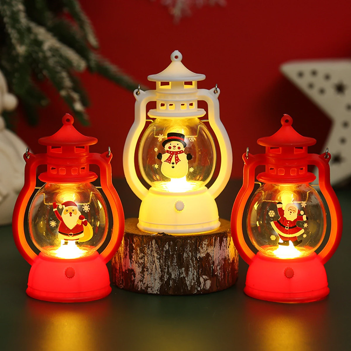 2026 Christmas Ornaments with Battery LED Lantern Light Santa Claus Merry Christmas Decorations for Home Xmas Navidad Noel Gift