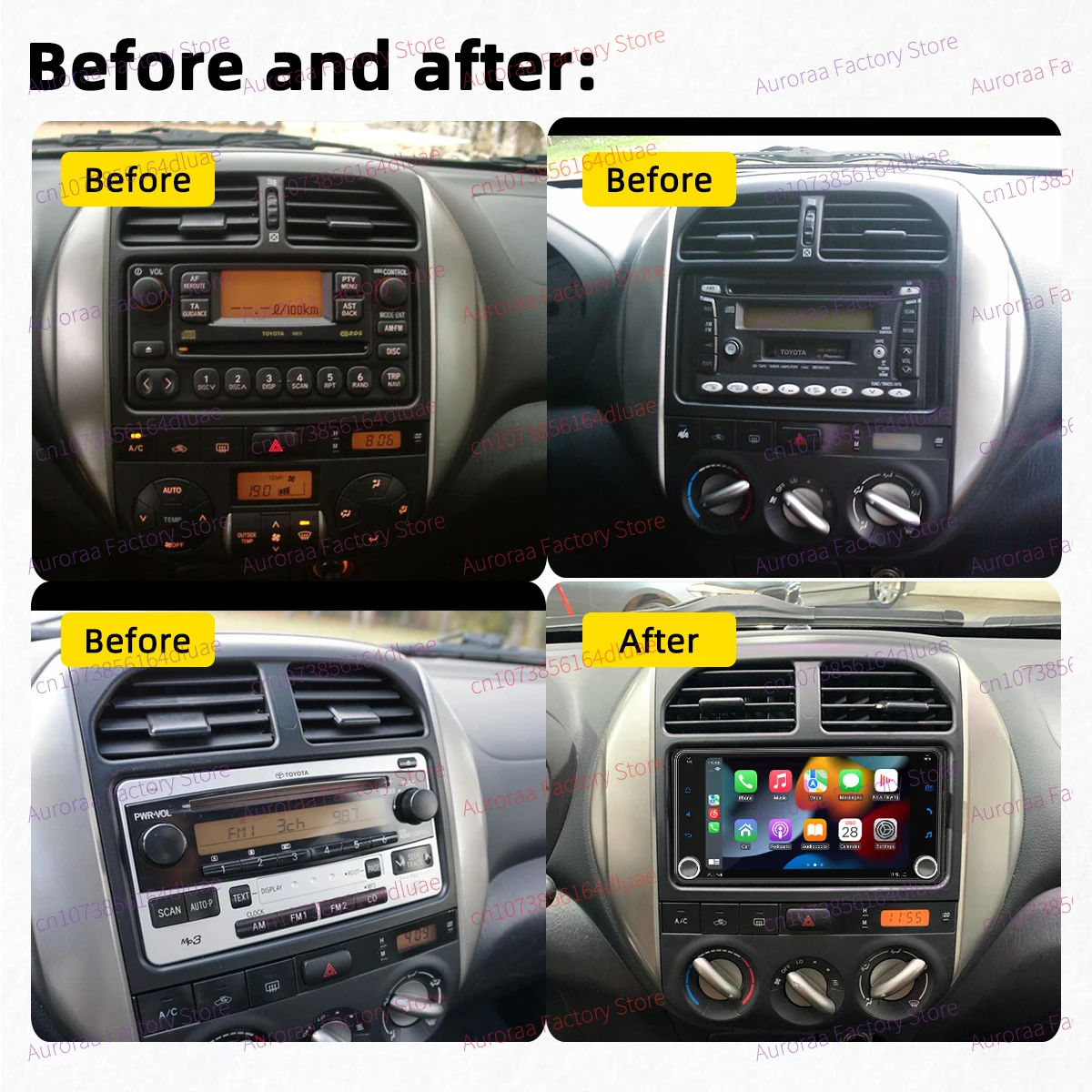 وحدة رأس مع نظام تحديد المواقع العالمي (GPS)، Carplay اللاسلكي، والستيريو والملاحة، وشاشة 7 بوصة، وراديو سيارة أندرويد 2 Din لسيارة Toyota RAV4 RAV 4 2004-2005 #2