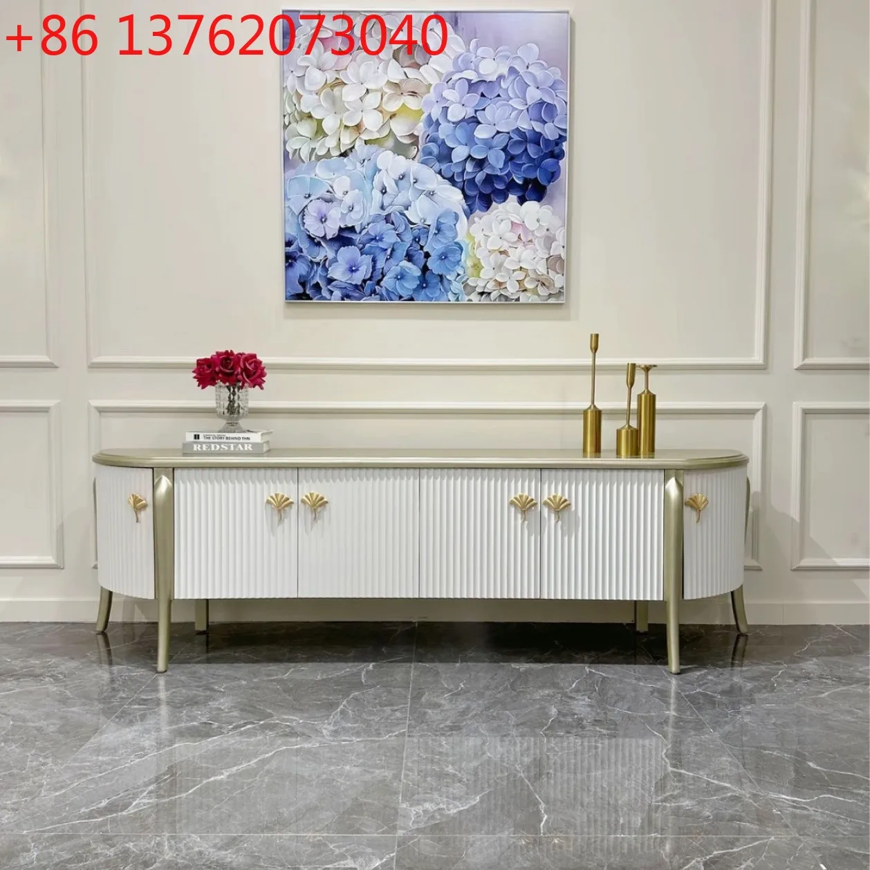 

American light luxury TV against the wall side cabinet household living room locker high-end villa