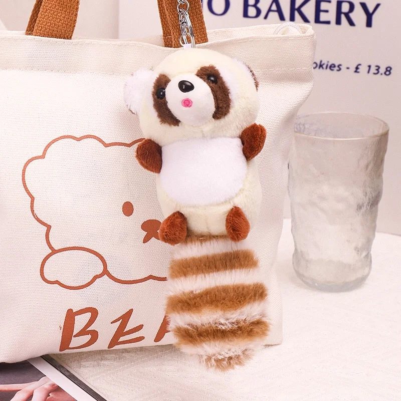 20cm  Cute Raccoon Plush Pendant Toy Doll Keychain Backpack Accessorie Gift