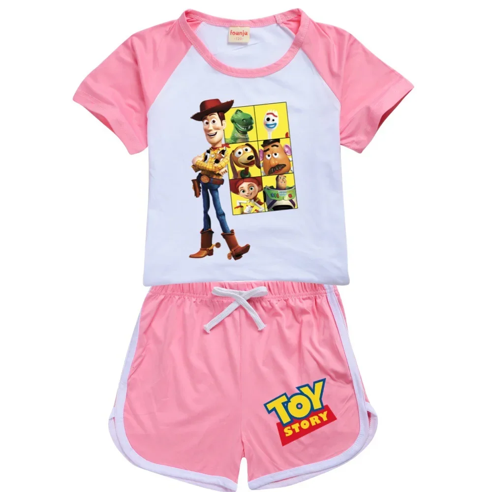 Cartoon Pixar Toy Story 4 Baby Boy Girl Clothing Set T-shirt a maniche corte per bambini + Shorts Suit Buzz Woody Kids costumi in cotone