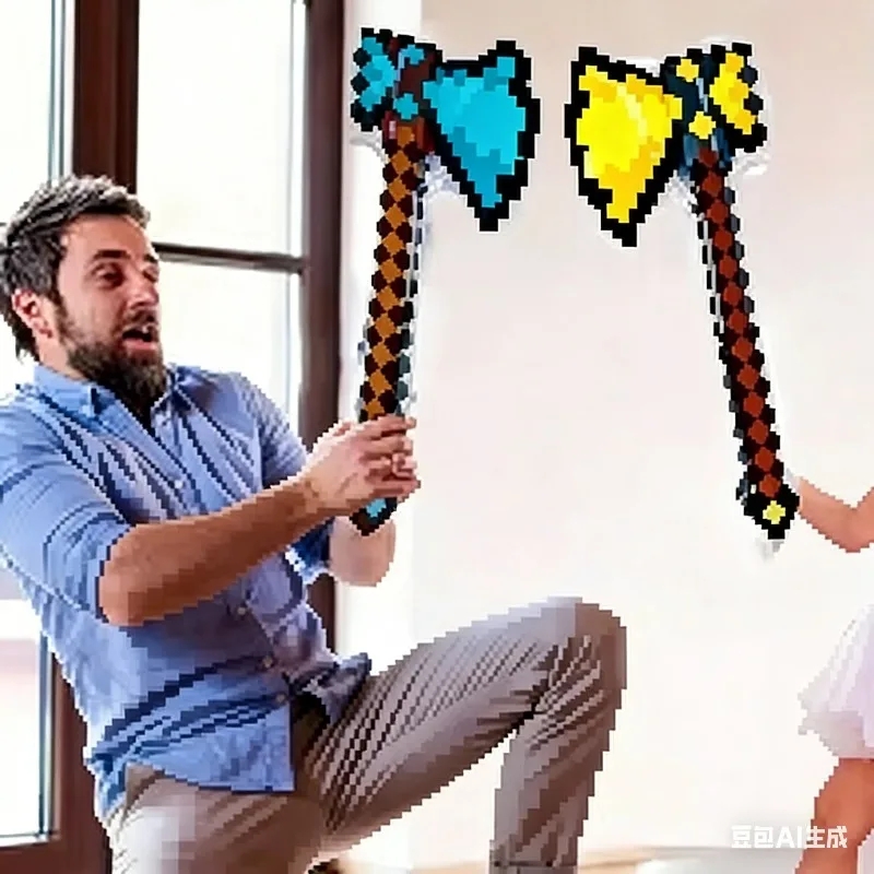 

New Hot Game Minecrafts Pixel Style Toys Gemstone Sword Gold Sword Toys Home Games Inflatable Supplies Swords Christmas Gifts