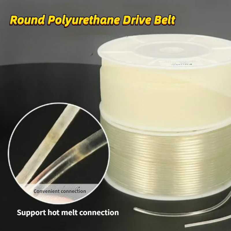 2/5/10M Polyurethane Conveyor PU Round Belt High Transparent TPU Smooth-surface Transmission Belt Beef Tendon Solid Strip