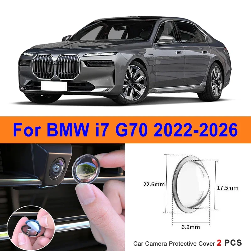 

360 Reverse Image Car Camera Cover Anti-Scratch PC Lens Protector Stickers For BMW i7 G70 2022-2026 2Pcs