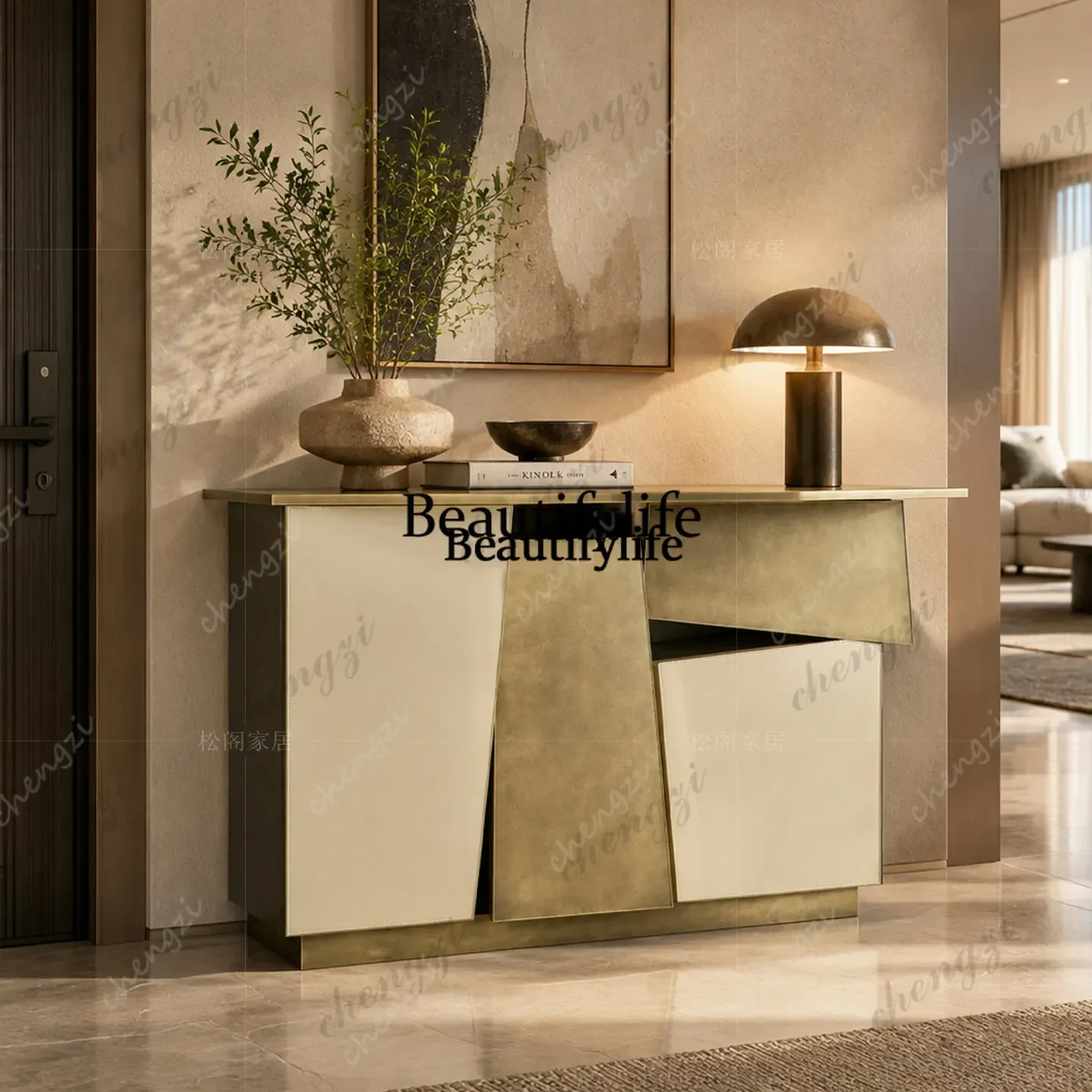 PPP Light luxury irregular door cabinet Modern home high-end floor locker against the wall
